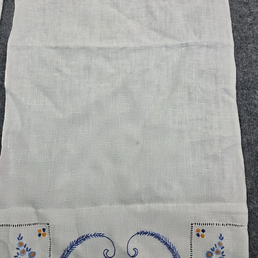 2 Vintage Hand Stitched Table Runner Floral design Blue Bonnet Cottagecore‎